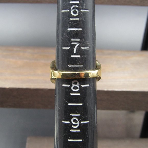 Size 7.75 Sterling Silver Fancy Diamond Chip Gold Plated Band Ring Vintage - Picture 6 of 8